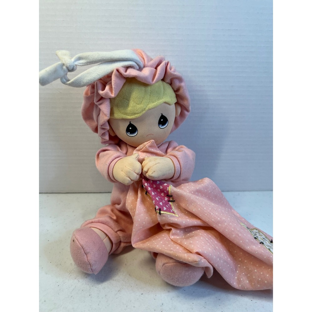 Precious Moments Plush Baby Doll Pink Ruffle Sleeper Security Blanket 12 Inch